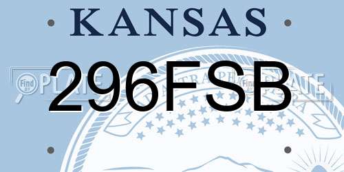 296FSB Kansas License Plate
