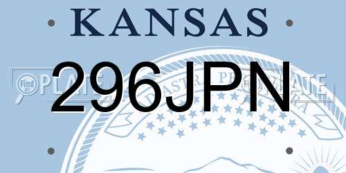 296JPN Kansas License Plate