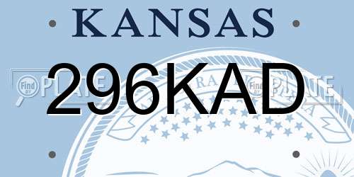 296KAD Kansas License Plate