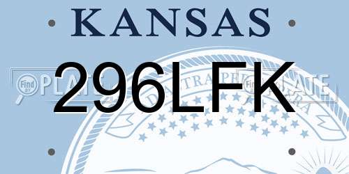 296LFK Kansas License Plate
