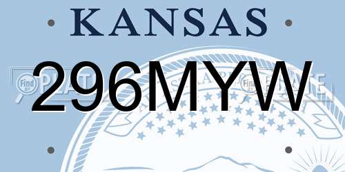 296MYW Kansas License Plate