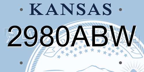 2980ABW Kansas License Plate