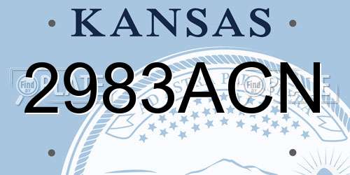 2983ACN Kansas License Plate