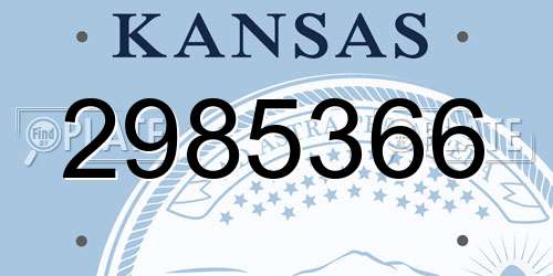 2985366 Kansas License Plate