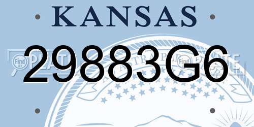 29883G6 Kansas License Plate