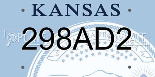 298AD2 Kansas License Plate