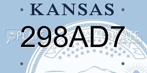 298AD7 Kansas License Plate