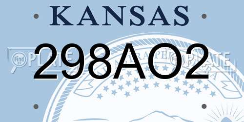 298AO2 Kansas License Plate