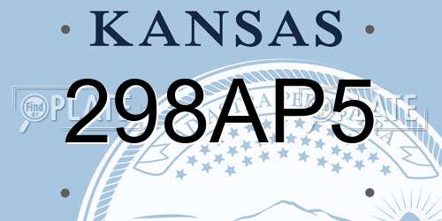 298AP5 Kansas License Plate