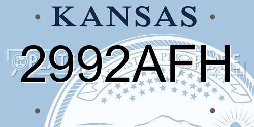 2992AFH Kansas License Plate
