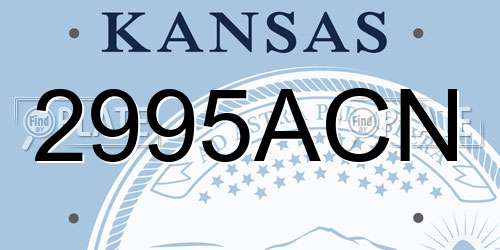 2995ACN Kansas License Plate