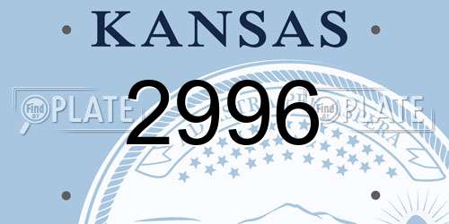 2996 Kansas License Plate