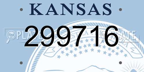 299716 Kansas License Plate