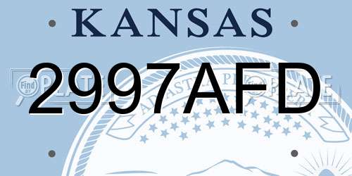 2997AFD Kansas License Plate