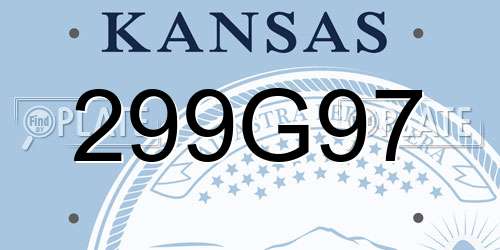 299G97 Kansas License Plate