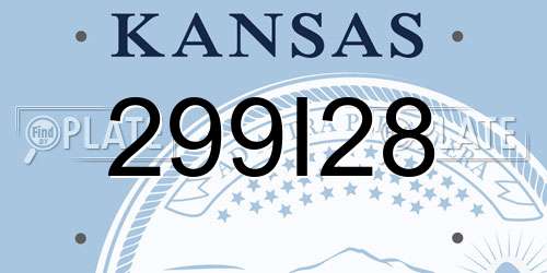 299I28 Kansas License Plate