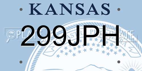 299JPH Kansas License Plate