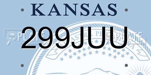 299JUU Kansas License Plate