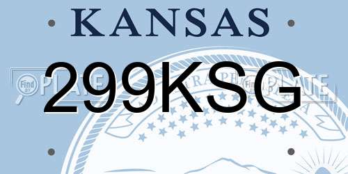 299KSG Kansas License Plate
