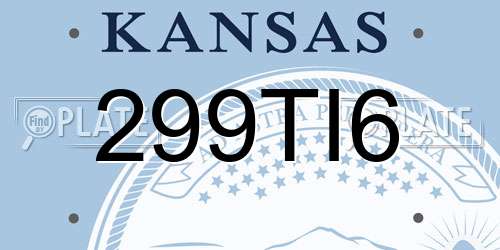 299TI6 Kansas License Plate