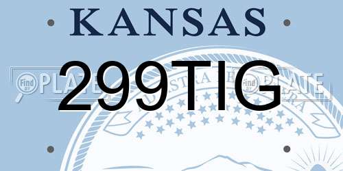 299TIG Kansas License Plate