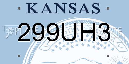 299UH3 Kansas License Plate