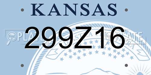 299Z16 Kansas License Plate