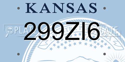 299ZI6 Kansas License Plate