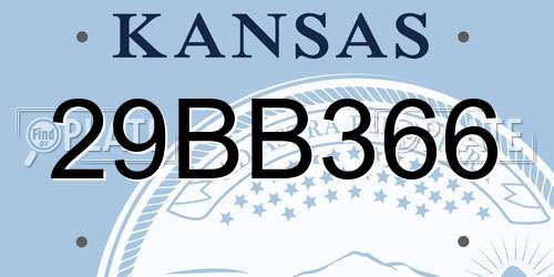 29BB366 Kansas License Plate