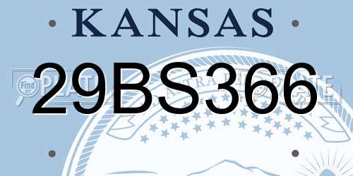 29BS366 Kansas License Plate