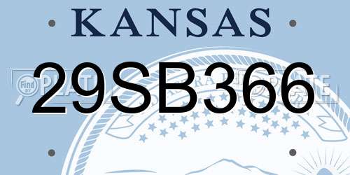 29SB366 Kansas License Plate