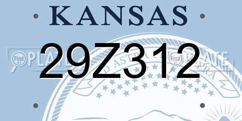 29Z312 Kansas License Plate