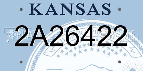 2A26422 Kansas License Plate