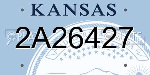 2A26427 Kansas License Plate