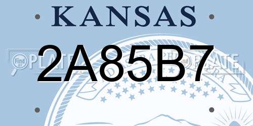 2A85B7 Kansas License Plate