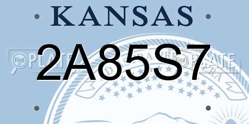 2A85S7 Kansas License Plate