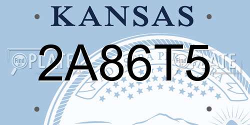 2A86T5 Kansas License Plate