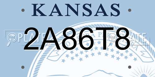 2A86T8 Kansas License Plate