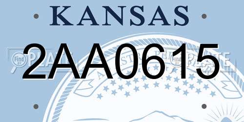 2AA0615 Kansas License Plate