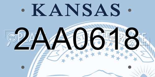 2AA0618 Kansas License Plate