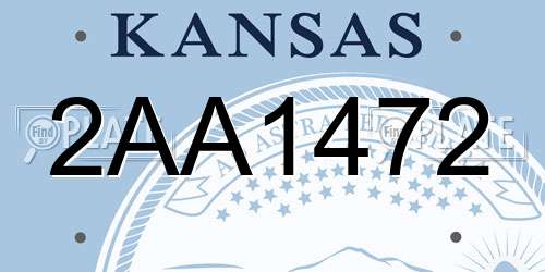 2AA1472 Kansas License Plate