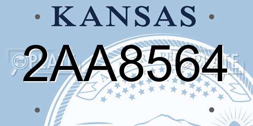 2AA8564 Kansas License Plate
