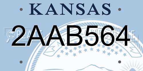 2AAB564 Kansas License Plate