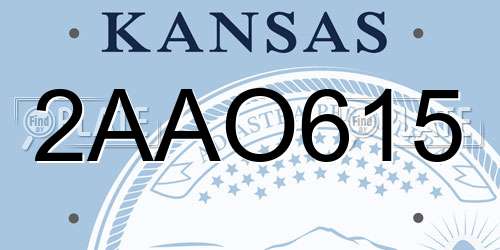 2AAO615 Kansas License Plate