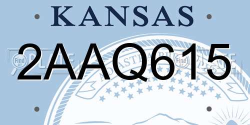 2AAQ615 Kansas License Plate