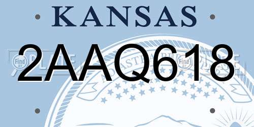 2AAQ618 Kansas License Plate