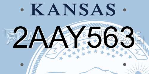2AAY563 Kansas License Plate