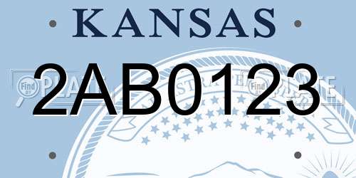 2AB0123 Kansas License Plate