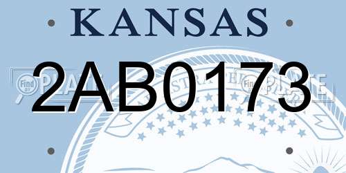 2AB0173 Kansas License Plate
