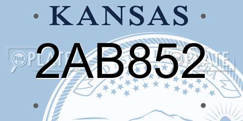 2AB852 Kansas License Plate